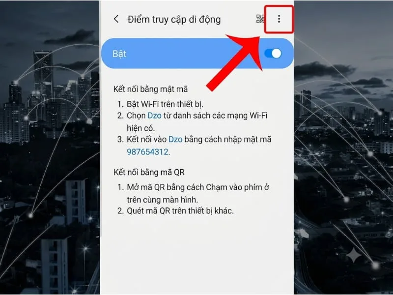 Bước 2 – Bật điểm phát sóng Wi-Fi